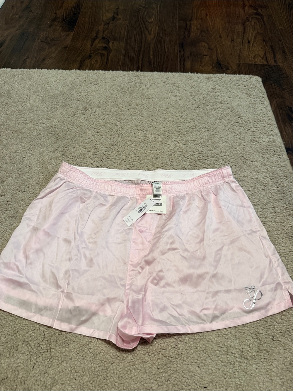 PINK Victoria's Secret Light Pink Satin Boxer Shorts